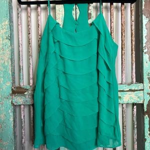 Naked Zebra Teal Ruffle Blouse